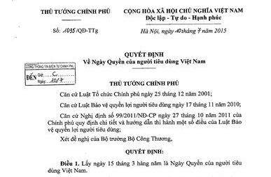 15/3 là Ngày Quyền của người tiêu dùng Việt Nam